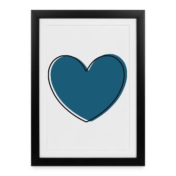 blue heart gift - Framed poster (27 × 37 cm) - black - Front
