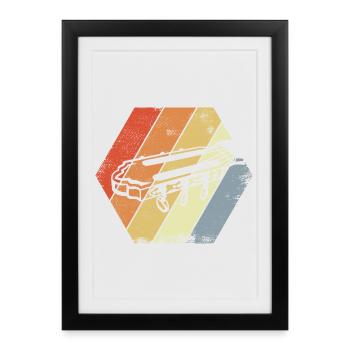 Tête de Guitare Vintage - Affiche encadrée (27 × 37 cm) - noir - Devant