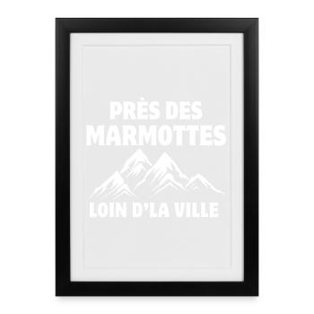 montagne, ski, ski de fond - Affiche encadrée (27 × 37 cm) - noir - Devant