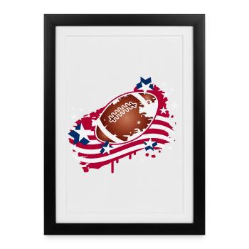 Motif de graffiti de football avec drapeau américain - Affiche encadrée (27 × 37 cm) - noir - Devant