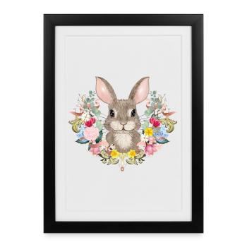 Spring wreath with rabbit as Easter bunny - Framed poster (27 × 37 cm) - black - Front