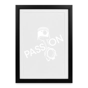 passion piston voitures moteur muscle cars symbole icône - Affiche encadrée (27 × 37 cm) - noir - Devant