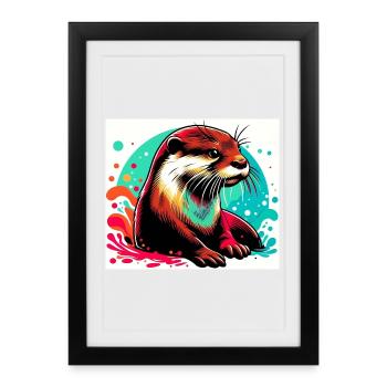 Loutre - Affiche encadrée (27 × 37 cm) - noir - Devant