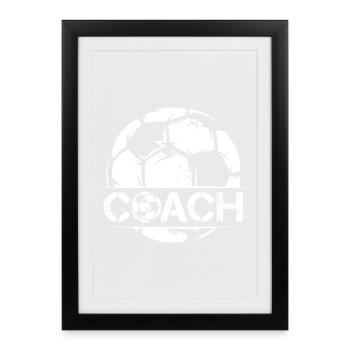Fußballtrainer Coach Ball Symbol used look Club - Gerahmtes Poster (27 × 37 cm) - Schwarz - Vorne