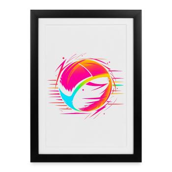 Ballon de volley-ball Retrowave Look - Affiche encadrée (27 × 37 cm) - noir - Devant
