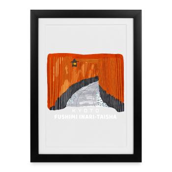 Kyoto, Red Torii, Fushimi Inari Taisha, Japan - Framed poster (27 × 37 cm) - black - Front