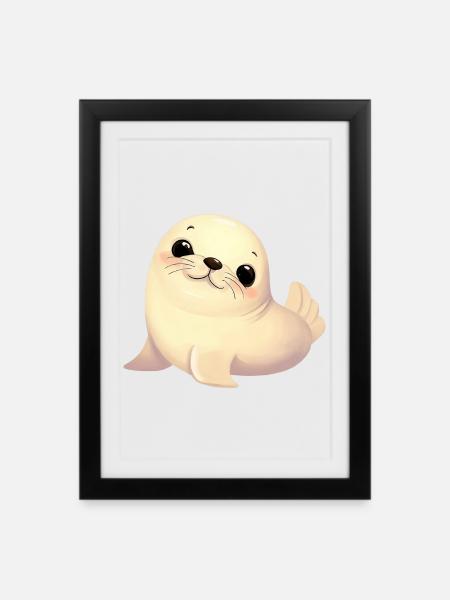 Phoque - Affiche encadrée (27 × 37 cm) - noir