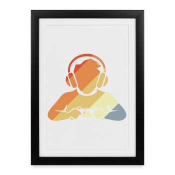Look rétro gamer - Affiche encadrée (27 × 37 cm) - noir - Devant