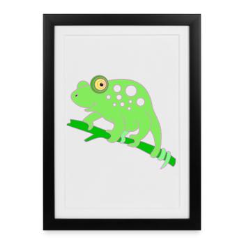 Animal caméléon - Affiche encadrée (27 × 37 cm) - noir - Devant