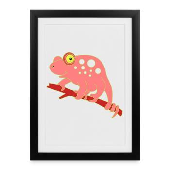 Animal caméléon - Affiche encadrée (27 × 37 cm) - noir - Devant
