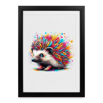 Hedgehog - Framed poster (27 × 37 cm) - black - Front