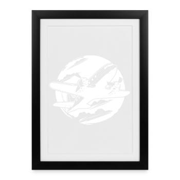 Airplane Drawing - Framed poster (27 × 37 cm) - black - Front