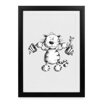 Cat Muscle Soreness Weight Training - Framed poster (27 × 37 cm) - black - Front