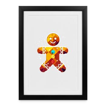 Homme en pain d’épice coloré - Design de Noël coloré - Affiche encadrée (27 × 37 cm) - noir - Devant
