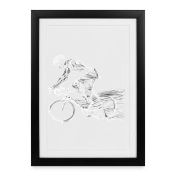 Fahrradfahrer Skizze - Gerahmtes Poster (27 × 37 cm) - Schwarz - Vorne