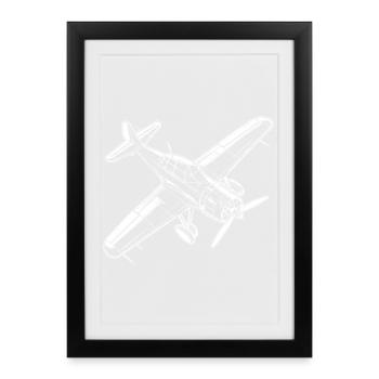 Propeller plane - Framed poster (27 × 37 cm) - black - Front