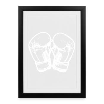 Kickboxing Gloves Drawing - Framed poster (27 × 37 cm) - black - Front