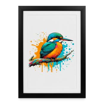 Martin-pêcheur - Affiche encadrée (27 × 37 cm) - noir - Devant