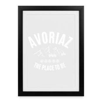 Avoriaz, station de ski, sport d'hiver - Affiche encadrée (27 × 37 cm) - noir - Devant