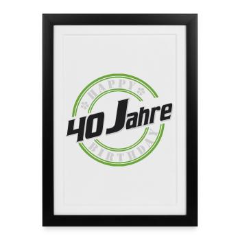 40e anniversaire, 40 joyeux anniversaire sceau - Affiche encadrée (27 × 37 cm) - noir - Devant