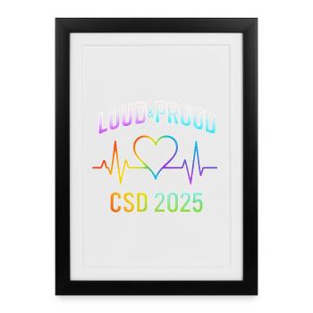 Conception des battements de cœur de la fierté LGBTQ 2025 - Affiche encadrée (27 × 37 cm) - noir - Devant