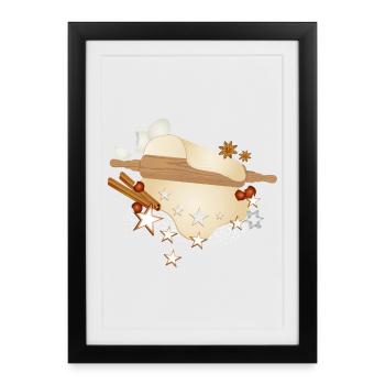 Loving baking motif for the Christmas season - Framed poster (27 × 37 cm) - black - Front