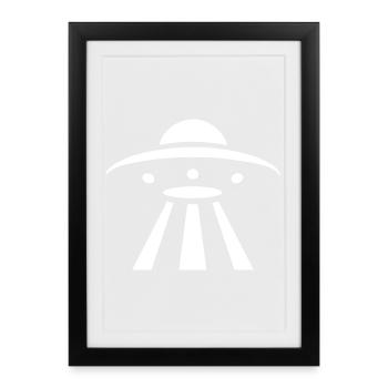 Soucoupe volante extraterrestre OVNI minimaliste - Affiche encadrée (27 × 37 cm) - noir - Devant