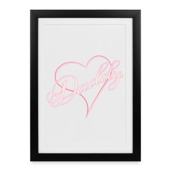 Daddy mit Herz Mädchen rosa - Gerahmtes Poster (27 × 37 cm) - Schwarz - Vorne
