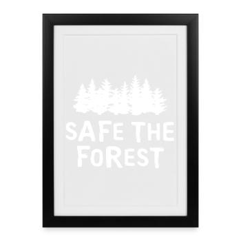 safe the forest with forest silhouette as logo symbol - Framed poster (27 × 37 cm) - black - Front