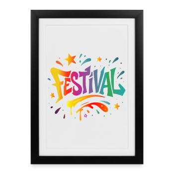 Festival – Colourful energy in graffiti style - Framed poster (27 × 37 cm) - black - Front