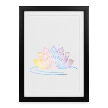 Symbole de fleur pastel stylisé avec de l’eau - Affiche encadrée (27 × 37 cm) - noir - Devant