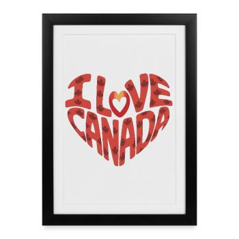 Cœur d'amour du Canada avec des feuilles d'érable - Affiche encadrée (27 × 37 cm) - noir - Devant