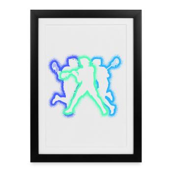 Lacrosse Player Silhouettes Men Lacrosse Boy - Framed poster (27 × 37 cm) - black - Front