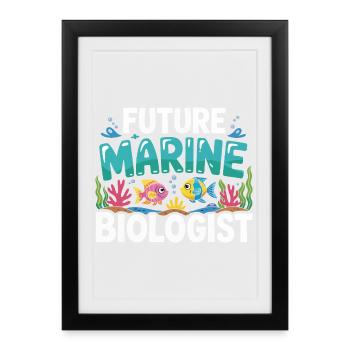 Futur biologiste marin avec les poissons - Affiche encadrée (27 × 37 cm) - noir - Devant