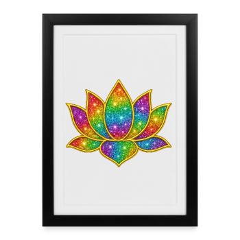 Vibrant Glitter Lotus Symbol - Framed poster (27 × 37 cm) - black - Front