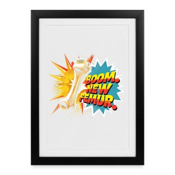 Fracture de la jambe Cuisse cassée - Affiche encadrée (27 × 37 cm) - noir - Devant