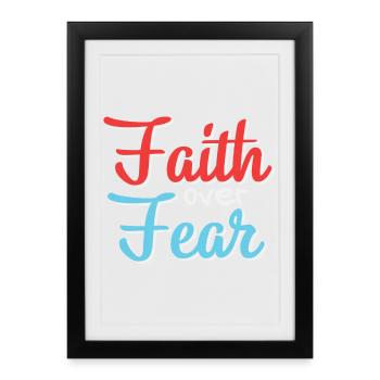 Motif de conception de la foi sur la peur - Affiche encadrée (27 × 37 cm) - noir - Devant