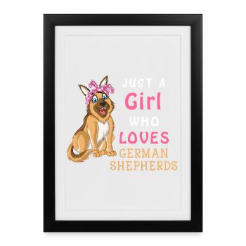 Girl Loves German Shepherd - Framed poster (27 × 37 cm) - black - Front
