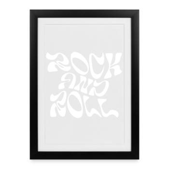 Rock and Roll Typography Design - Framed poster (27 × 37 cm) - black - Front