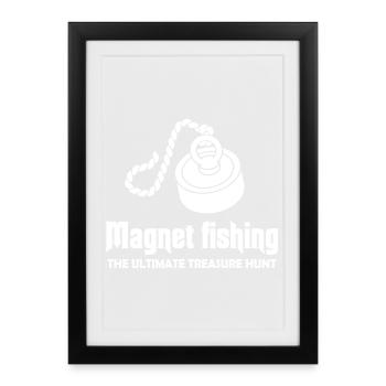 Aimant de pêche en néodyme pour pêcheur magnétique - Affiche encadrée (27 × 37 cm) - noir - Devant