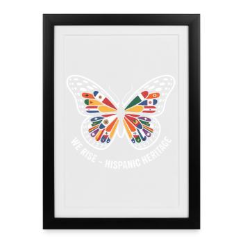 Papillon du patrimoine hispanique We Rise - Affiche encadrée (27 × 37 cm) - noir - Devant