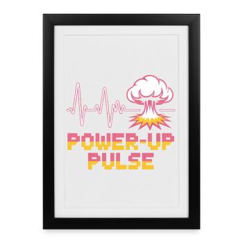 Power Up Pulse Pop Culture Retro Video Game - Framed poster (27 × 37 cm) - black - Front
