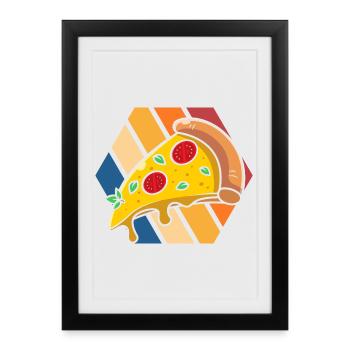 Pizza Pop Art Tranche - Affiche encadrée (27 × 37 cm) - noir - Devant