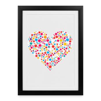Mosaïque de coeur moucheté à points tachetés - Affiche encadrée (27 × 37 cm) - noir - Devant