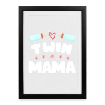 Twin Mom Pregnancy Mom of Twins - Framed poster (27 × 37 cm) - black - Front