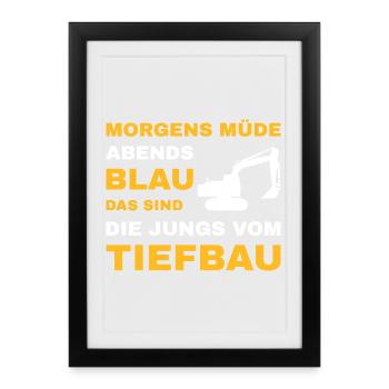 Civil Engineering Civil Engineering Road Construction Excavator Driver Excavation - Framed poster (27 × 37 cm) - black - Front
