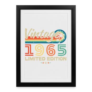 1965 Vintage Rétro Cadeau D'anniversaire - Affiche encadrée (27 × 37 cm) - noir - Devant