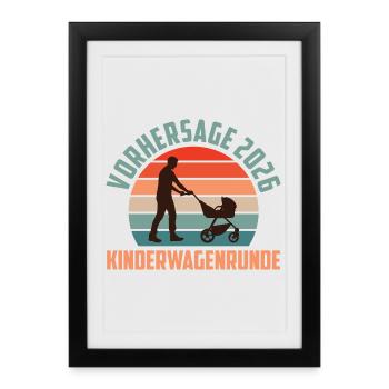 Future papa PRÉDICTION 2026 POUSSETTE - Affiche encadrée (27 × 37 cm) - noir - Devant
