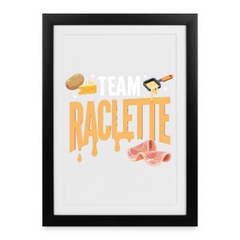 Team Raclette Cadeau Drôle Montagne Hiver - Affiche encadrée (27 × 37 cm) - noir - Devant