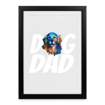 Golden Retriever amour aquarelle art pour papa chien - Affiche encadrée (27 × 37 cm) - noir - Devant
